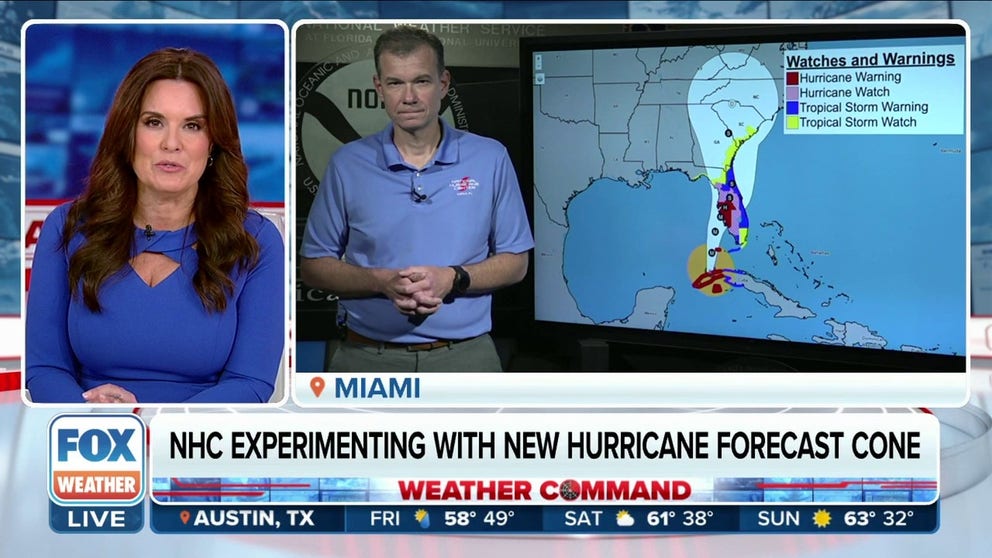 NHC Deputy Director Jamie Rhome joins Weather Command to discuss a potential change to the way the agency uses the "forecast cone" during threatening hurricanes and tropical storms. 